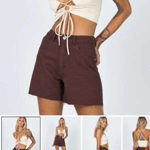 Princess Polly Brown Denim Jean Shorts